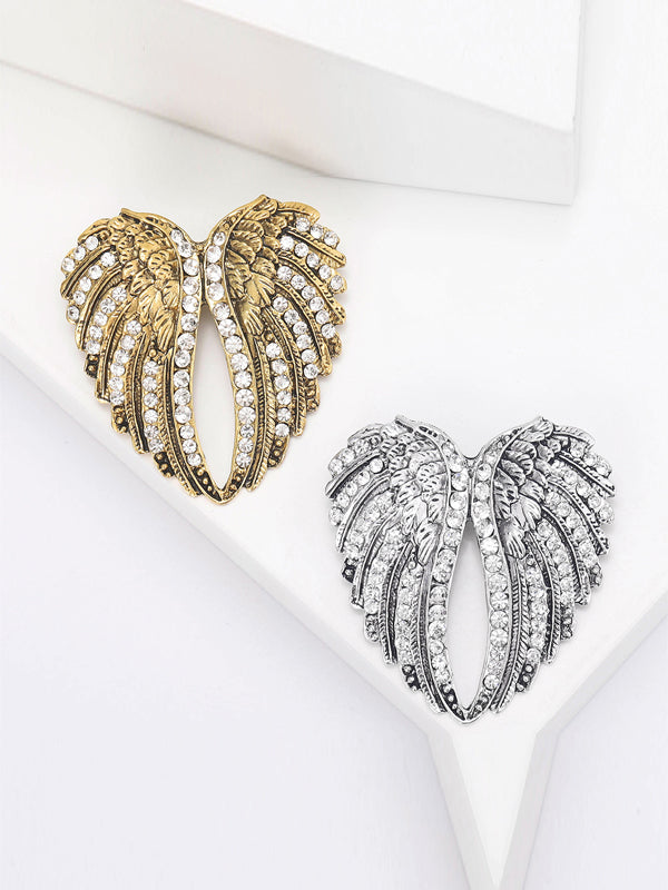 Alloy Diamond Vintage Wing Brooch