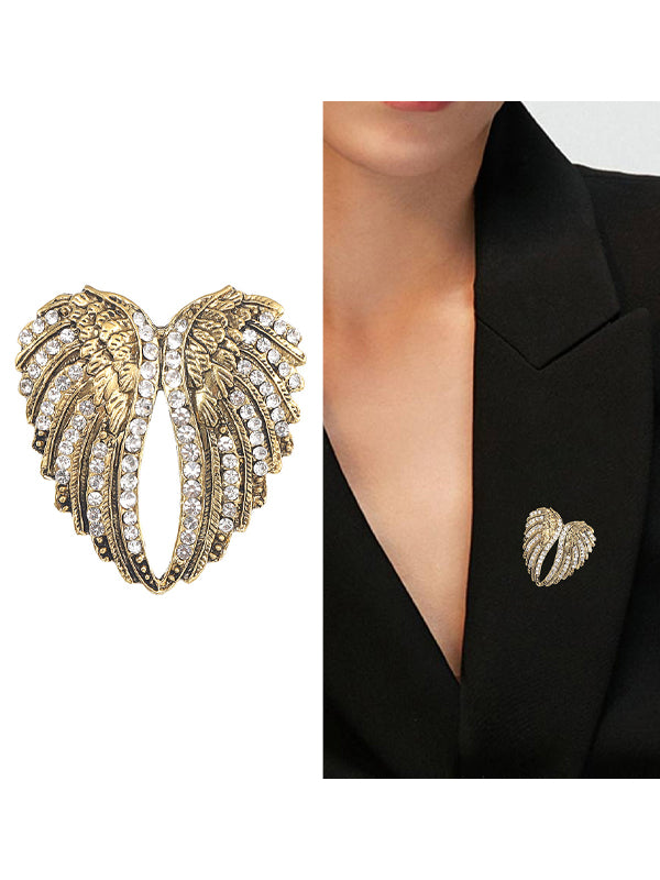 Alloy Diamond Vintage Wing Brooch