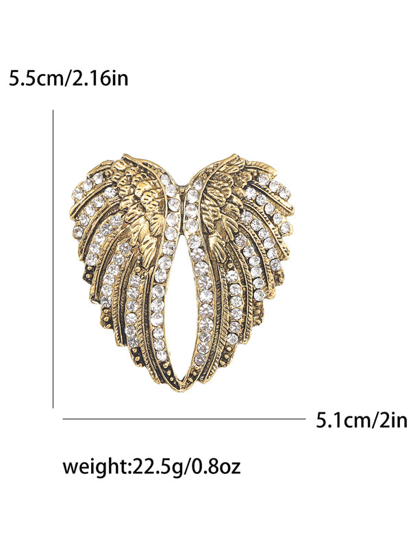 Alloy Diamond Vintage Wing Brooch