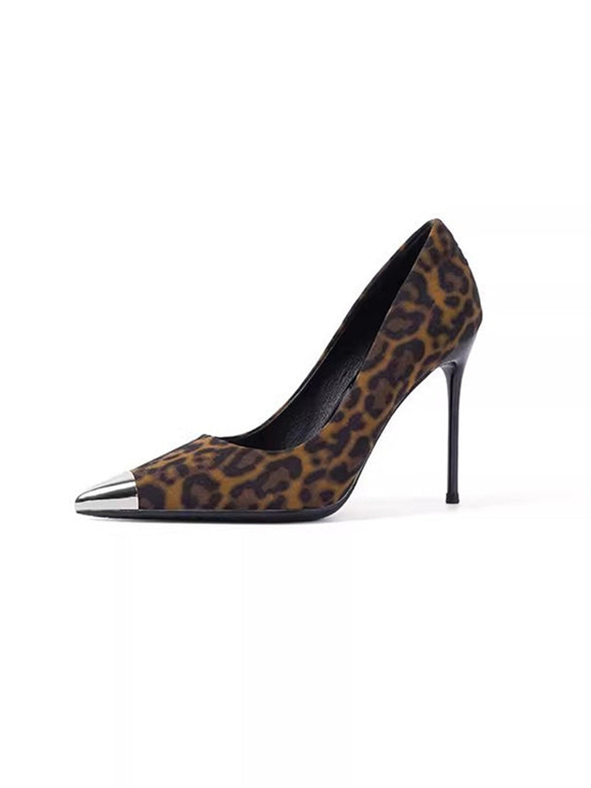Metallic Pointed Toe Leopard Print High Heels