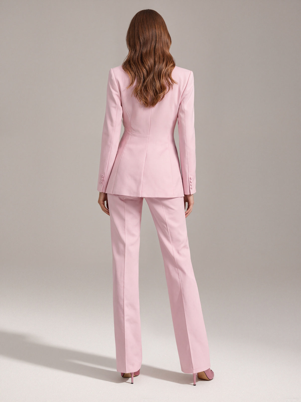 Pink Peak Lapel Single Breasted Blazer And Pants 2-Piece Suit