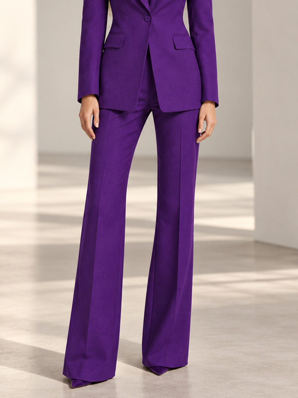Purple Peak Lapel Single Breasted Blazer And Pants 2-Piece Suit