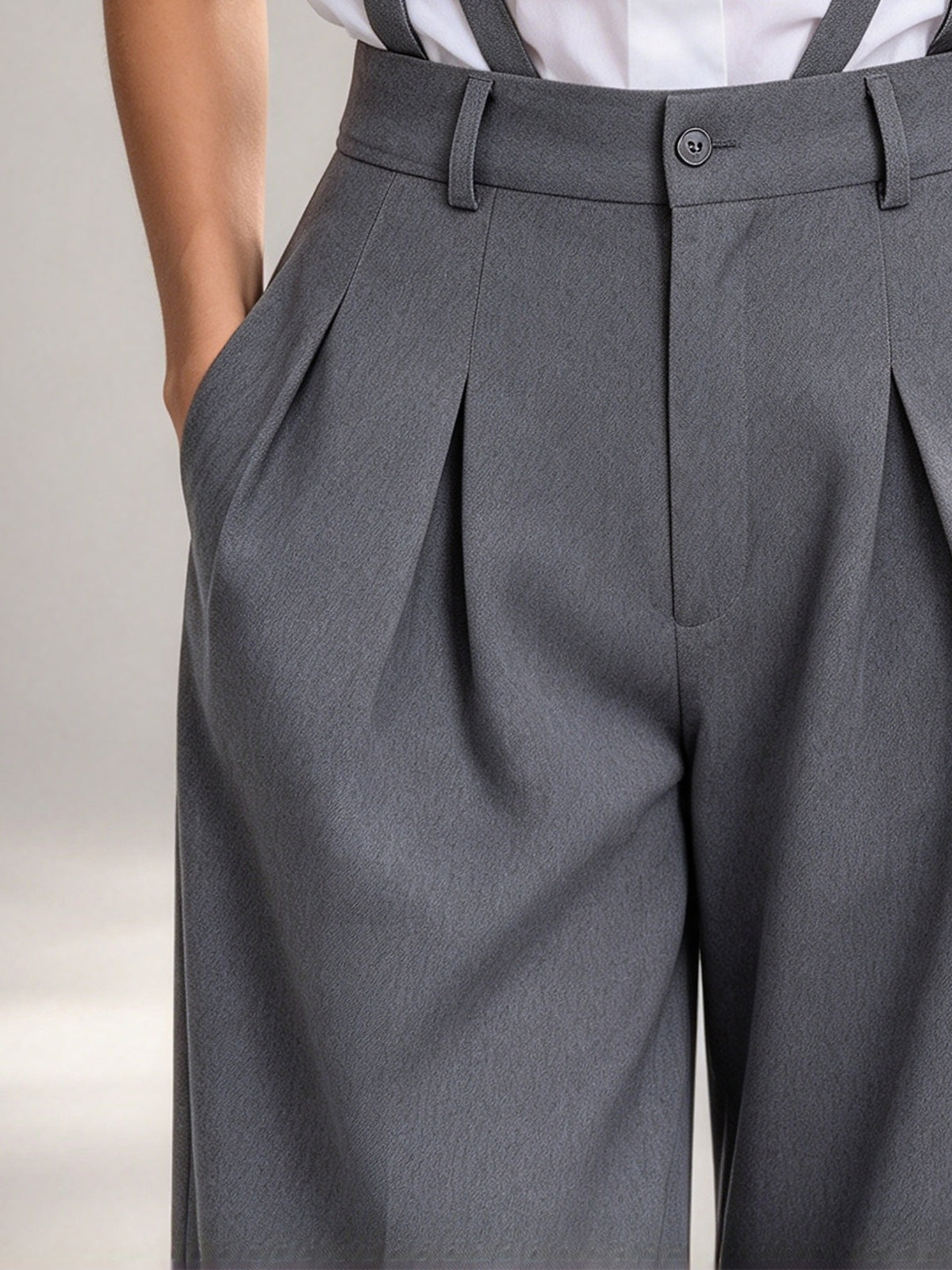 Gray Overalls Wide Leg Pants