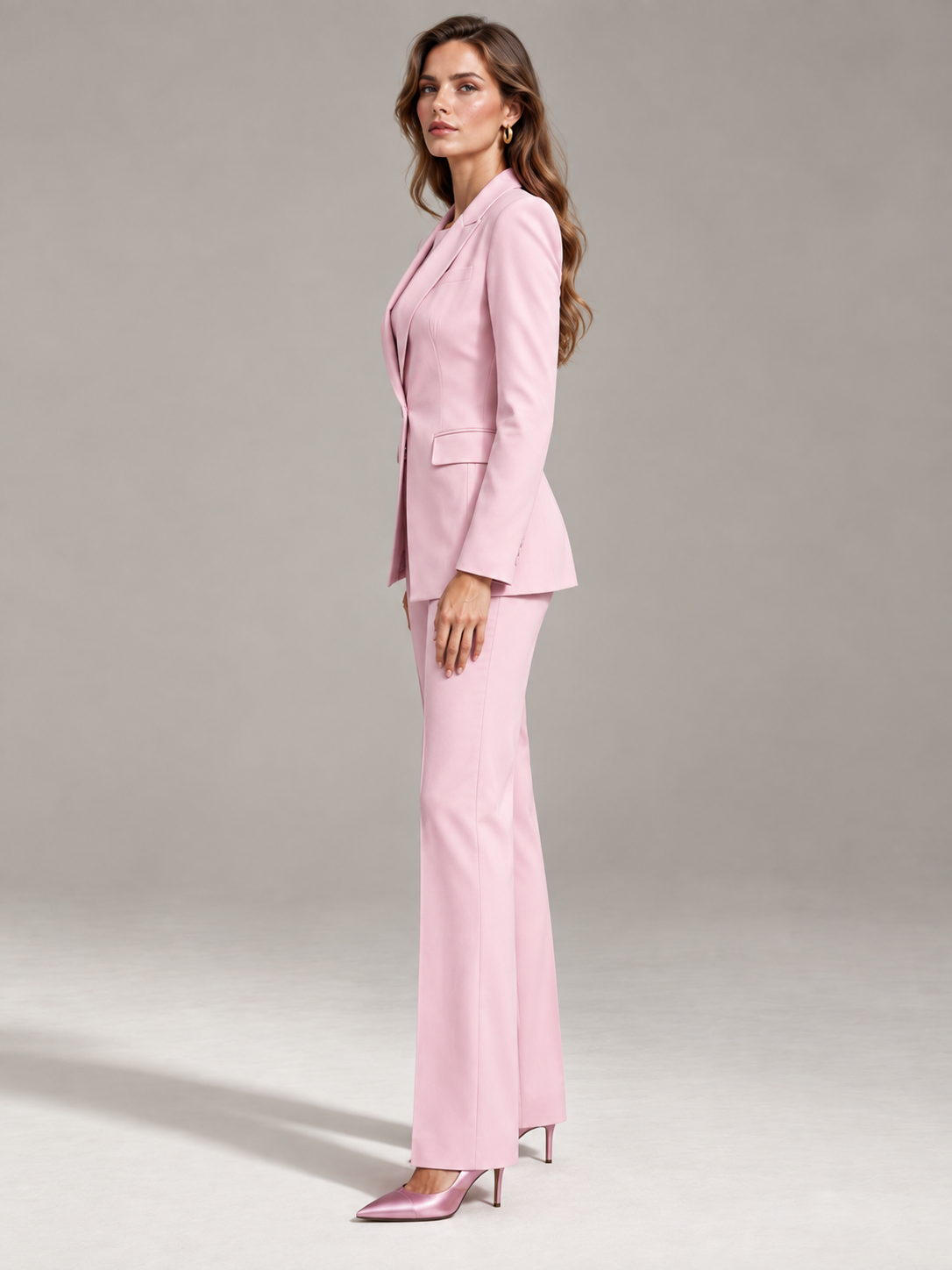 Pink Peak Lapel Single Breasted Blazer And Pants 2-Piece Suit